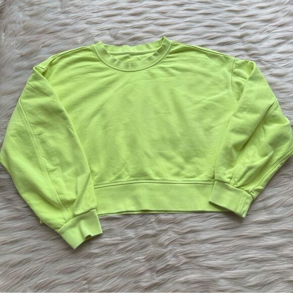 Lululemon Perfectly Oversized Crop Crew Neon Garment Dye Solid Highlight Yellow - Picture 5 of 9